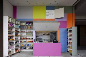 แบบตกแต่งร้านขายชา สีสันสดใส พับเก็บได้ ไอเดียบันเจิด