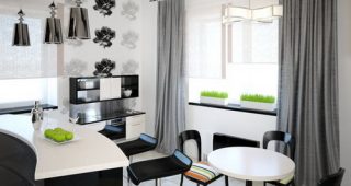 ห้องครัวทูโทนขาวดำ ล้ำสมัย โดดเด่นด้วยเฟอร์นิเจอร์ทรงสวย