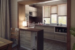 ห้องครัวและห้องรับประทานอาหารสีโทนน้ำตาลทอง – ครีม สวยลงตัว
