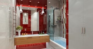 ตกแต่งห้องน้ำสีแดง แรง ๆ เลิศ ๆ Modern Style