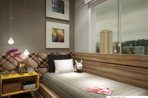 ตกแต่งห้องนอนขนาดเล็กในคอนโดมิเนียม สีสันจัดจ้าน
