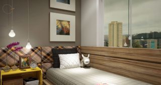 ตกแต่งห้องนอนขนาดเล็กในคอนโดมิเนียม สีสันจัดจ้าน
