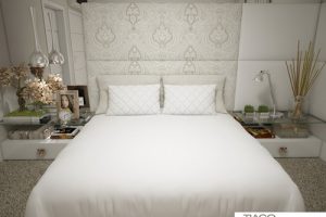 ห้องนอนสีขาวสะอาดตา หลากหลาย Texture ทันสมัยในคอนโด