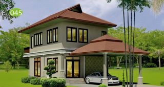 แบบบ้าน 2 ชั้น แบบบ้านบุหรง หลังคามนิลาสไตล์โมเดิร์น