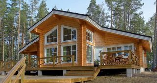 บ้านไม้ Log Cabin กลางป่าสวยโดดเด่น