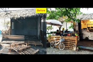 รีโนเวท ออฟฟิศตู้คอนเทนเนอร์เก่า มาเป็นร้านกาแฟใต้ร่มไม้