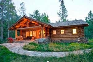 บ้านไม้ Log Cabin ตกแต่งภายใน เปลือยผิวธรรมชาติ