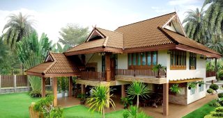 แบบบ้านทรงไทยประยุกต์สองชั้น ผสมผสานบ้านแบบสมัยใหม่ และสถาปัตยกรรมไทยเข้าด้วยกัน