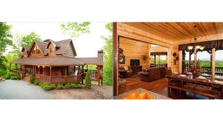 บ้านไม้ log cabin ริมหน้าผา ใน North Georgia