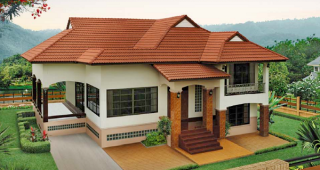 แบบบ้านแนวโมเดิร์น หลังคาสีส้ม โดดเด่นสง่างาม