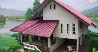 แบบบ้านสีโทนม่วง-ชมพู อ่อนหวานดี โปร่งน่าอยู่ด้วย