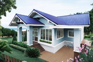 บ้านสบายสีฟ้ากระจ่าง บรรยากาศเหมือนบังกะโลริมทะเล