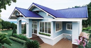 บ้านสบายสีฟ้ากระจ่าง บรรยากาศเหมือนบังกะโลริมทะเล