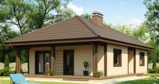 Z55 บ้านชั้นเดียวแบบเรียบง่ายสีครีมสบายตา