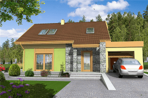 WRF1544 แบบบ้านสวยร่วมสมัยแต่งสีเขียวสดใสสบายตา