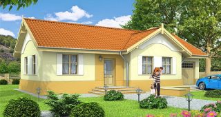 WRF1390 แบบบ้านชั้นเดียวสีครีมสบายอารมณ์