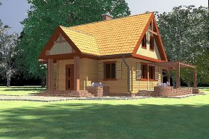 WAS1015 แบบบ้านไม้ Log Cabin สีอ่อนโยนสดชื่น