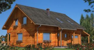 BBD1239 แบบบ้านไม้ Log Cabin บรรยากาศชนบทน่าอยู่