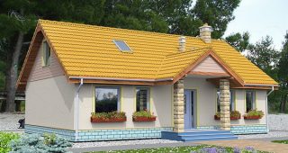 WRB1168 แบบบ้านชั้นเดียวสีครีมสลับฟ้าสบายตาสบายใจ
