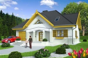 WRF1388 แบบบ้านสวยเท่ด้วยโทนสีขาว-เหลือง แปลกตา