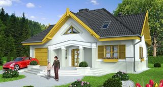 WRF1388 แบบบ้านสวยเท่ด้วยโทนสีขาว-เหลือง แปลกตา