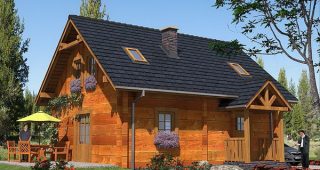 BBD1122 แบบบ้าน Log Cabin ไม้ร่มรื่นอยู่สบาย