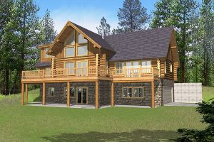 แบบบ้าน Log Cabin ประดับหินสวยคันทรี่