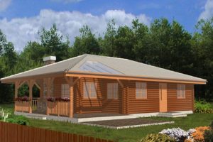 Pogodny แบบบ้านไม้ Log Cabin ชั้นเดียวขนาด 3 ห้องนอน