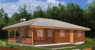 Pogodny แบบบ้านไม้ Log Cabin ชั้นเดียวขนาด 3 ห้องนอน
