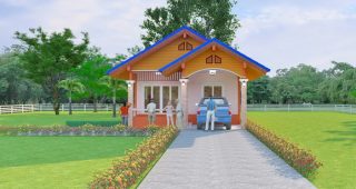 แบบบ้านชนบทสุขสันต์ บ้านสไตล์ชนบท พื้นที่ใช้สอย 90 ตร.ม. งบประมาณ 6.5 แสนบาท