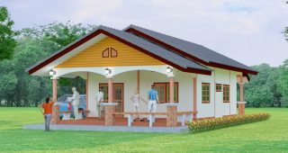 แบบบ้านนัทยา บ้านเกษตรพอเพียง พื้นที่ใช้สอย 98 ตร.ม. งบประมาณ 9.5 แสนบาท