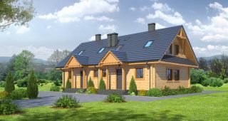 แบบบ้านแฝดสไตล์ Log Cabin สวยลงตัวกับธรรมชาติ