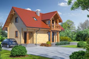 บ้านไม้ Log Cabin สองชั้นสวยสง่า รับลมเย็นสบาย