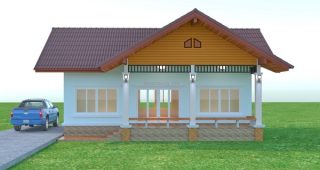 แบบบ้านเกษตรร่มเย็น บ้านสไตล์ชนบท พื้นที่ใช้สอย 93 ตร.ม. งบประมาณ 8 แสนบาท