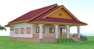 แบบบ้านชั้นเดียวเกษตรรวยทรัพย์ พื้นที่ใช้สอย 150 ตร.ม. งบประมาณ 1.5 ล้านบาท