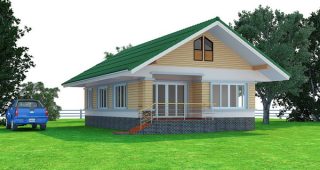 แบบบ้านเกษตรวัลลภ บ้านชั้นเดียว พร้อมห้องพระ พื้นที่ใช้สอย 90 ตร.ม. งบประมาณ 8 แสนบาท