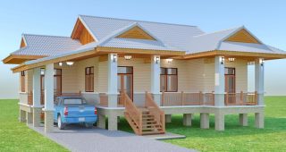 แบบบ้านเกษตรฟ้าใส บ้านสไตล์รีสอร์ท พื้นที่ใช้สอย 150 ตร.ม. งบประมาณ 2 ล้านบาท