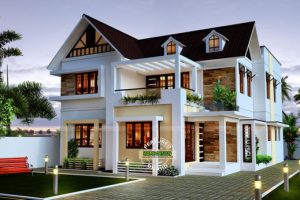 บ้านสีขาวแต่งสลับผนังหิน สวยหรู Luxury