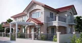 บ้านสองชั้นสีครีมแกมชมพูหวาน ที่พักใจแสนอบอุ่น