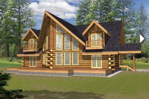 แบบบ้าน Log Cabin ทรงสวยภายในสว่างสดใส