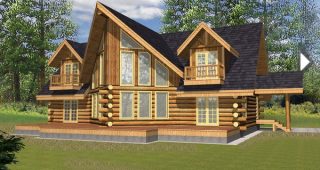 แบบบ้าน Log Cabin ทรงสวยภายในสว่างสดใส