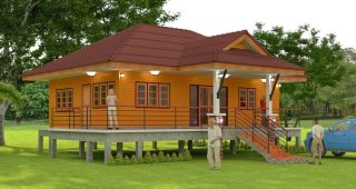 บ้านเกษตรออร์แกนิค แบบบ้านไม้ยกพื้นสูง พื้นที่ใช้สอย 100 ตร.ม. งบประมาณ 1 ล้านบาท