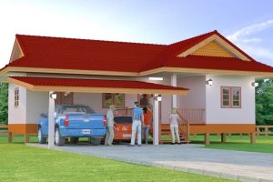 แบบบ้านเกษตรโชคอนันต์ บ้านไทยประยุกต์ พื้นที่ใช้สอย 90 ตร.ม. งบประมาณ 1 ล้านบาท