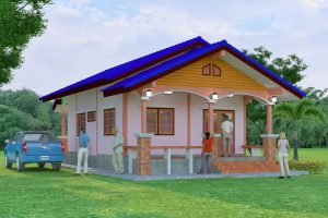 แบบบ้านเกษตรทำกิน บ้านสไตล์ชนบท พื้นที่ใช้สอย 72 ตร.ม. งบประมาณ 4.5 แสนบาท