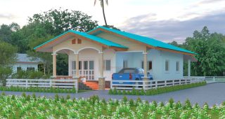 แบบบ้านเกษตรดั้งเดิม บ้านชั้นเดียว พื้นที่ใช้สอย 120 ตร.ม. งบประมาณ 9 แสนบาท