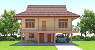 แบบบ้านเพชรรัตน์ บ้านสไตล์ไทยประยุกต์ พื้นที่ใช้สอย 170 ตร.ม. งบประมาณ 1.5 ล้านบาท