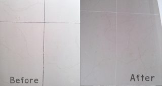 สาธิต การทำความสะอาดร่องยาแนวดำ พื้นแกรนิตโต้ให้ขาวสะอาดเหมือนใหม่