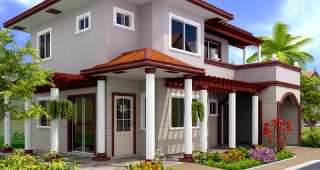 บ้านสองชั้นดีไซน์สวย ล้อมด้วยสวนไม้ดอกสดใส