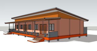 แบบบ้านมานิตรีสอร์ท แบบห้องเช่า พื้นที่ใช้สอย 46 ตร.ม. งบประมาณ 1.8 แสนบาท