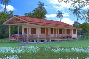 แบบบ้านวุฒิชัย บ้านสไตล์บังกะโล ยกพื้นสูง พื้นที่ใช้สอย 100 ตร.ม. งบประมาณ 950,000 บาท